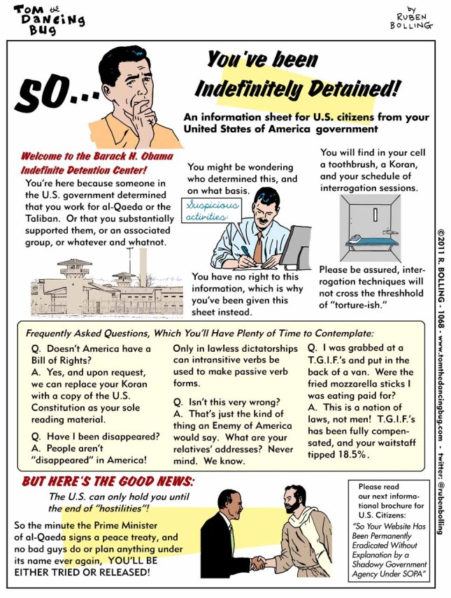 You've Been Indefinitely Detained! Helpful Information From Your U.S. Government!